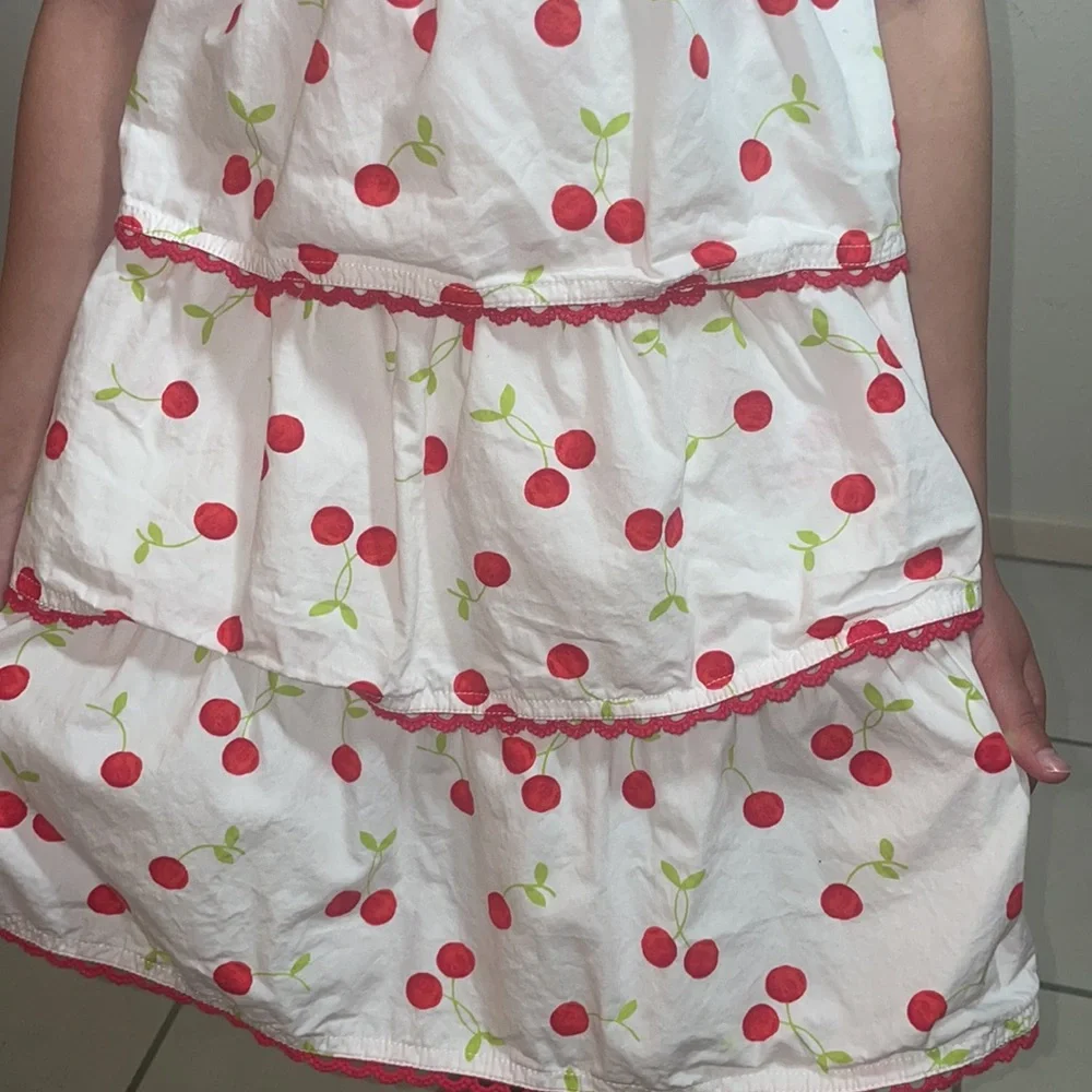 Gymboree red and white tiered cherries dress